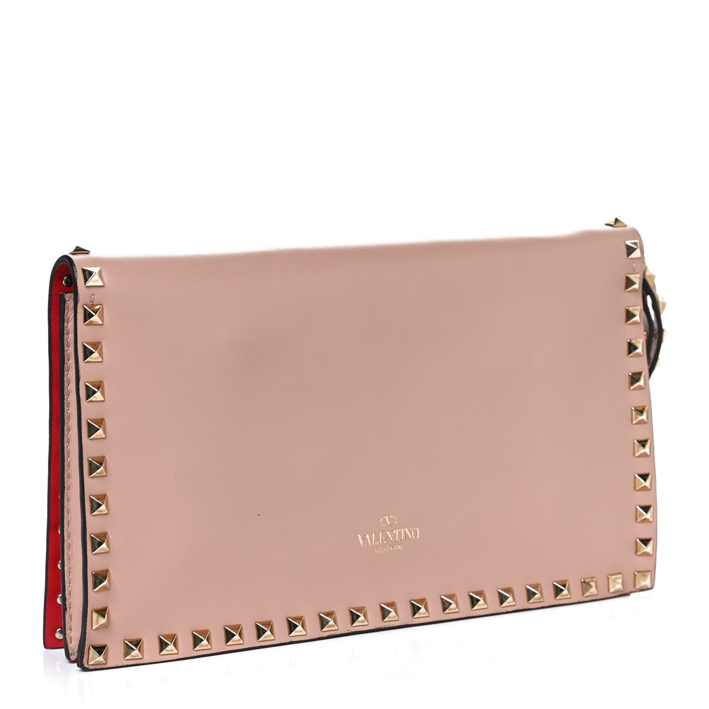 Nappa Rockstud Wristlet Clutch Soft Noisette