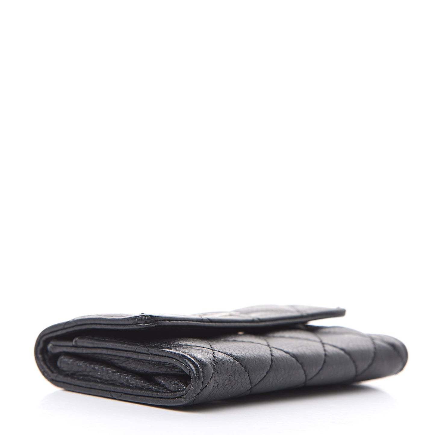 Caviar Quilted Flap Card Holder Black