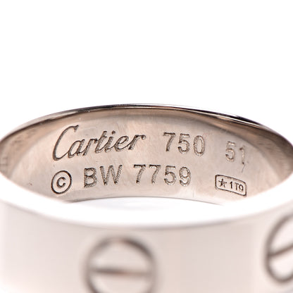 Cartier 18K White Gold 5.5mm LOVE Ring 51 5.75 4 of 4