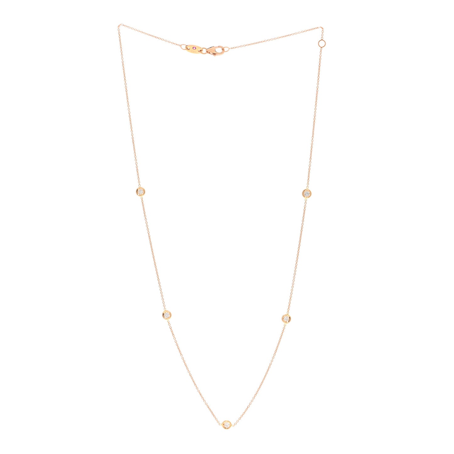 18K Yellow Gold Diamond .23ctw Diamonds By The Inch Five Station Necklace