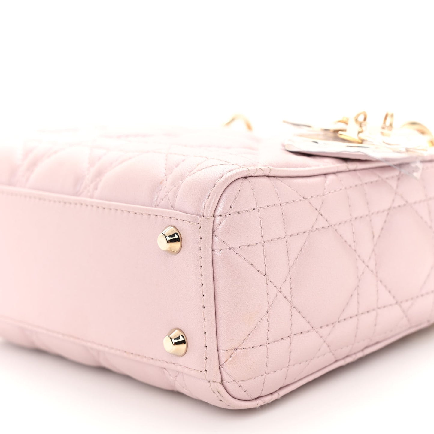 Metallic Lambskin Cannage Mini Lady Dior Lotus