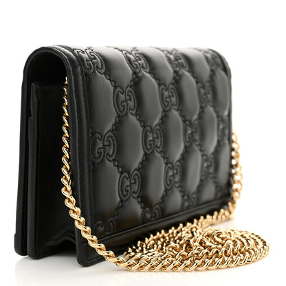 Gucci Calfskin GG Matelasse Chain Wallet Black 3 of 10