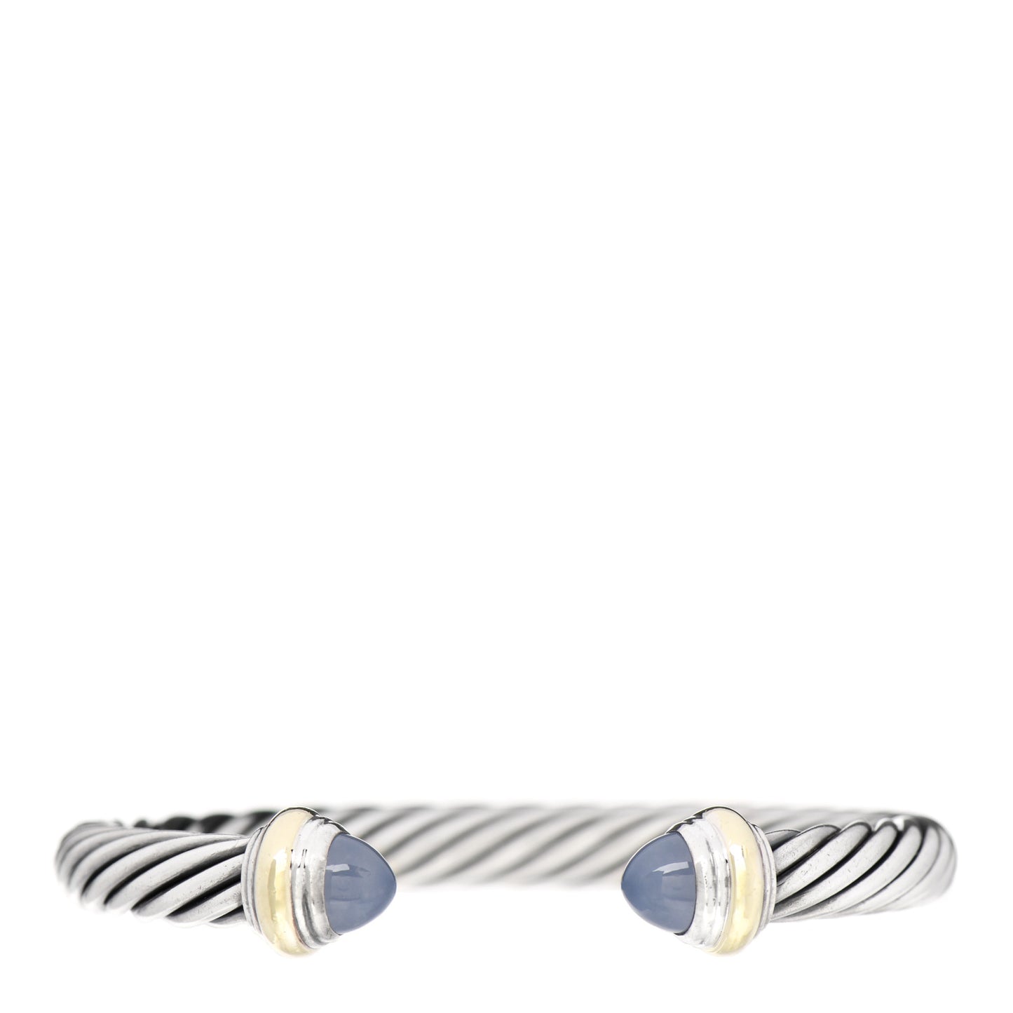 Sterling Silver 14K Yellow Gold Chalcedony 7mm Cable Classics Bracelet