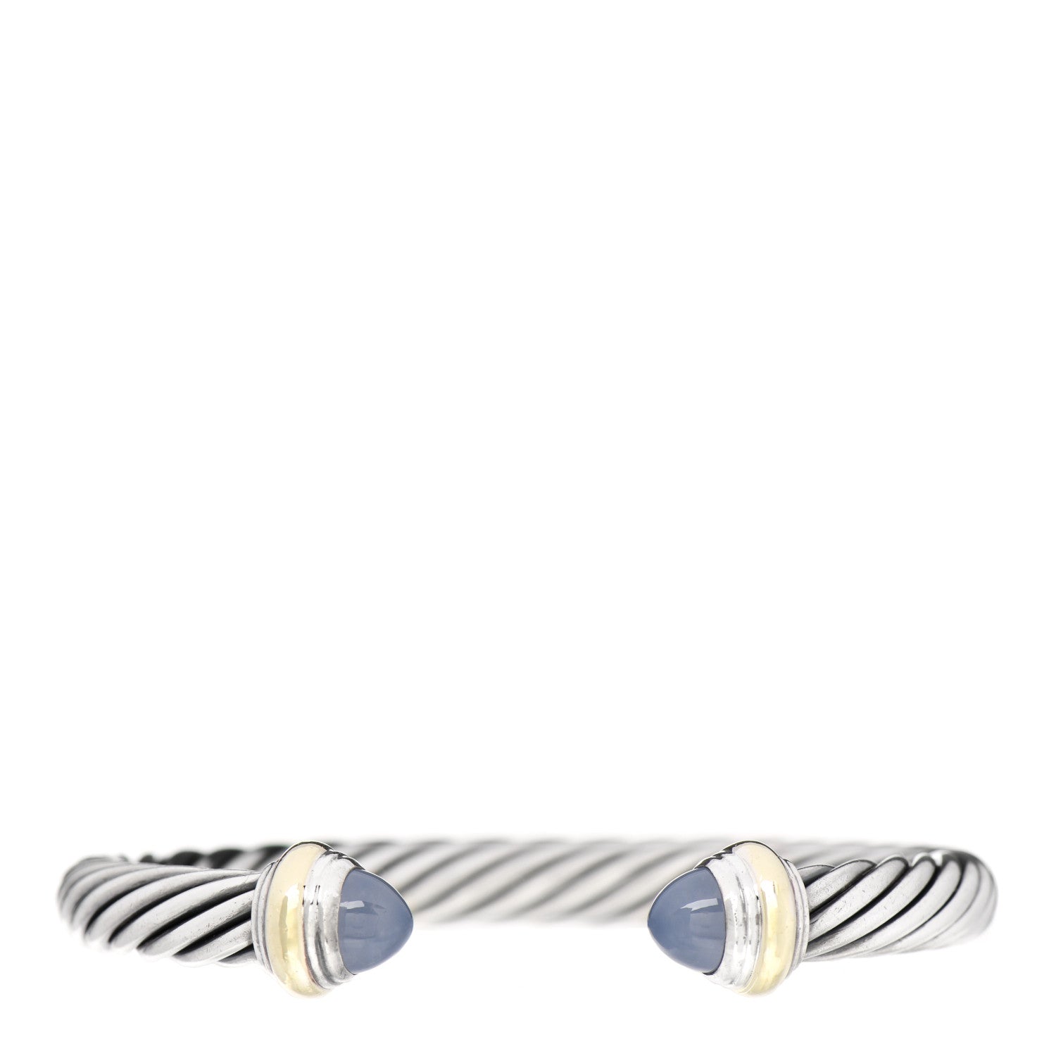 David Yurman Sterling Silver 14K Yellow Gold Chalcedony 7mm Cable Classics Bracelet 1 of 3
