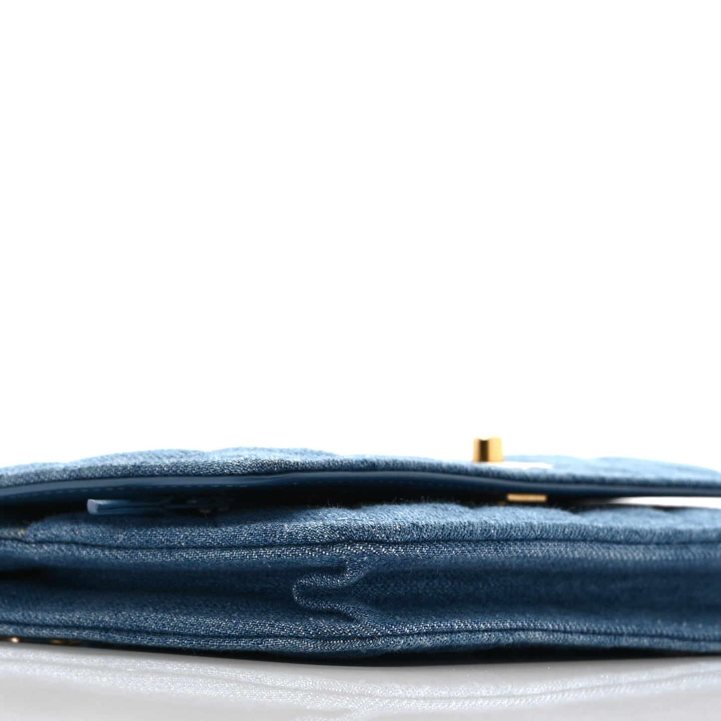 Denim Quilted CC Pearl Crush Wallet on Chain WOC Blue