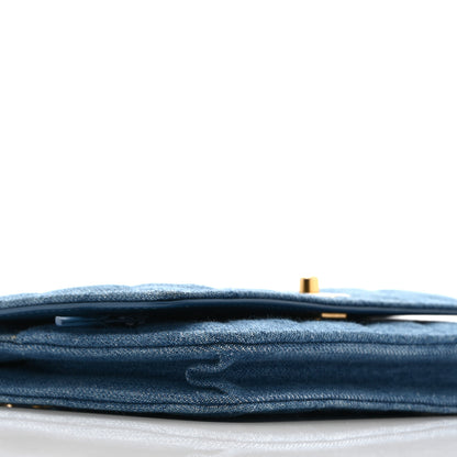 Chanel Denim Quilted CC Pearl Crush Wallet on Chain WOC Blue 10 of 11