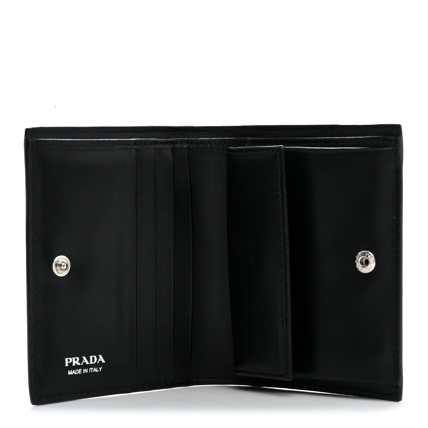 Prada Brushed Calfskin Small Triangle Bi-Fold Wallet Black 5 of 8