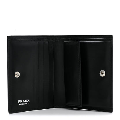 Prada Brushed Calfskin Small Triangle Bi-Fold Wallet Black 5 of 8
