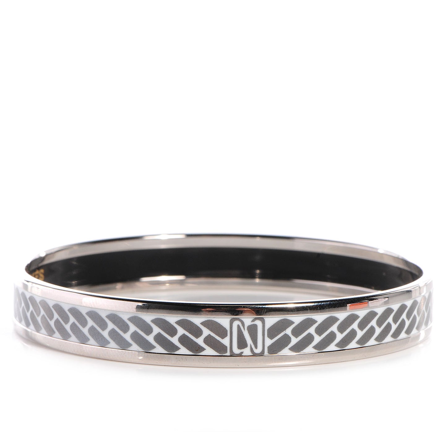 Enamel Printed Narrow Clic C'est Noue Bracelet 62 White Platinum