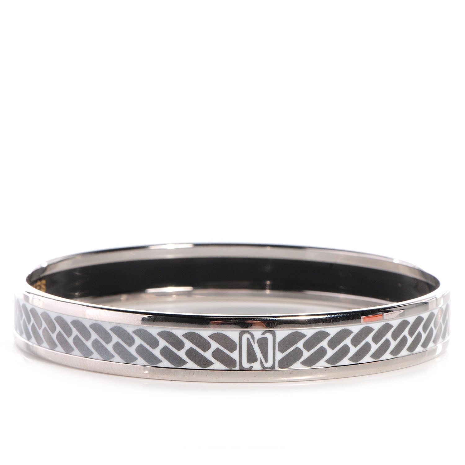 Hermes Enamel Printed Narrow Clic C'est Noue Bracelet 62 White Platinum 5 of 6