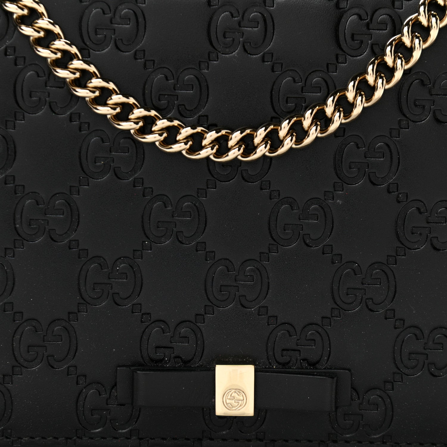 Gucci Guccissima Signature Bowy Chain Wallet Black 7 of 9