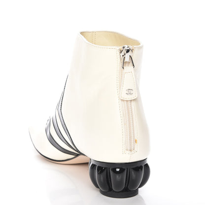 Chanel Lambskin Patent Short Boots 38 Black White 9 of 10