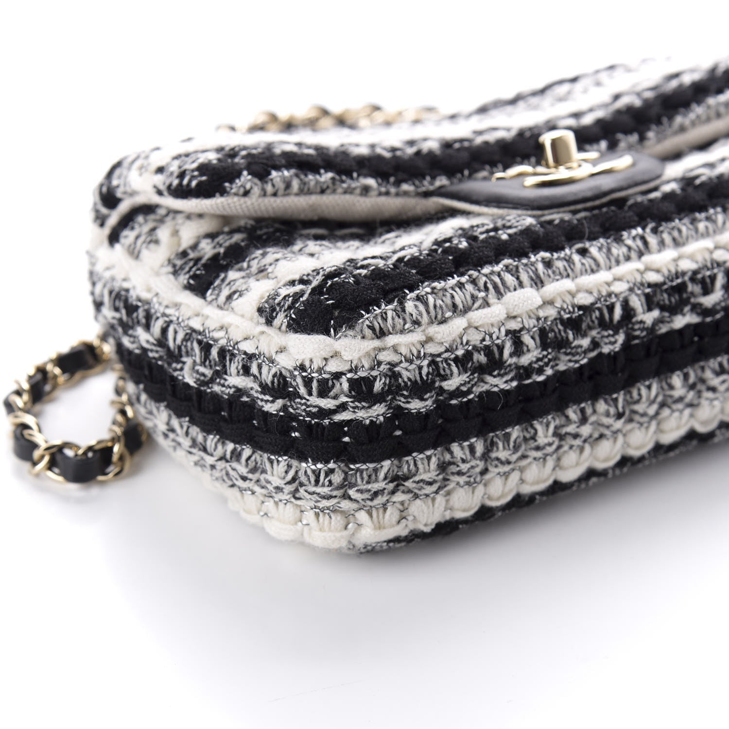 Chanel Tweed Braid Mini Flap Black White 8 of 9