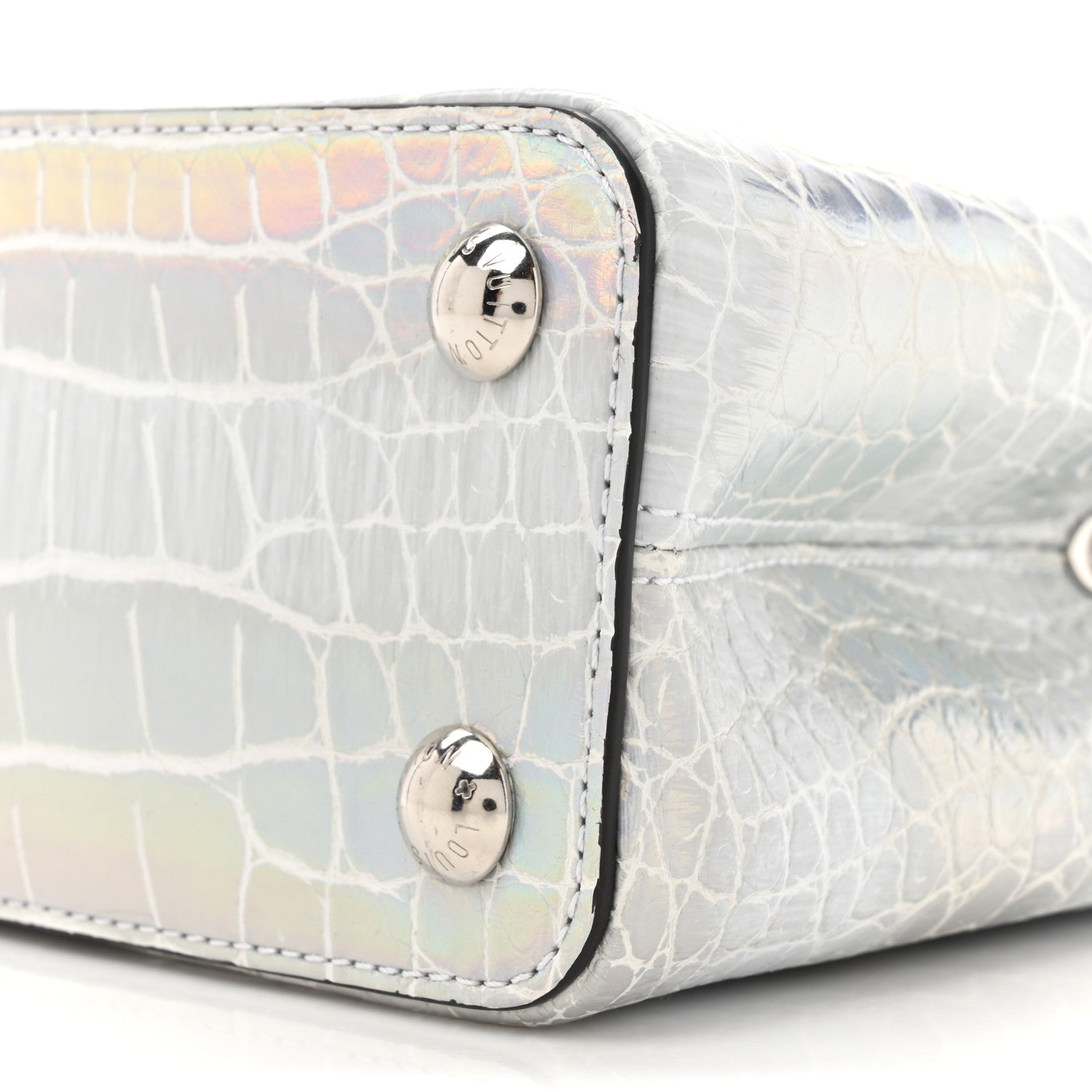 Louis Vuitton Iridescent Alligator Capucines BB Silver 9 of 14