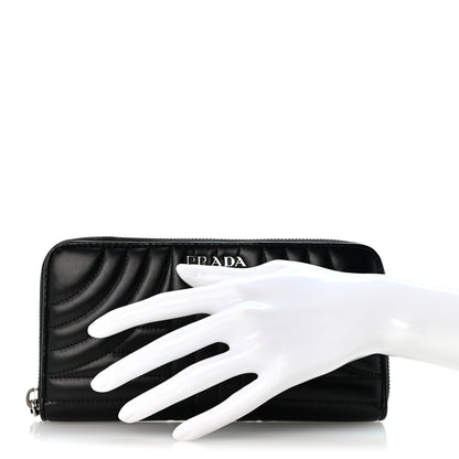 Prada Soft Calfskin Diagramme Zip Around Wallet Black 2 of 9