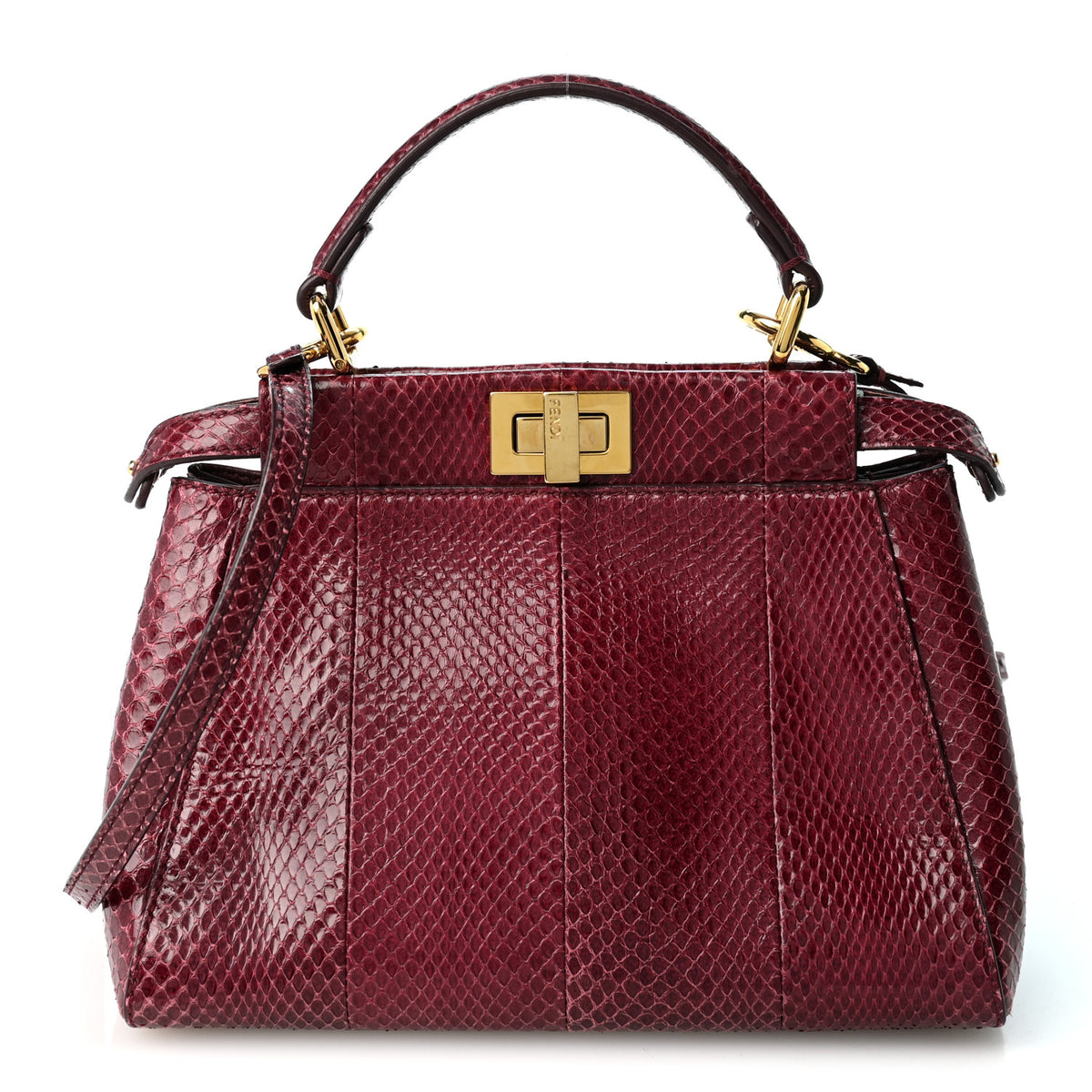 Snakeskin Shiny Nappa Mini Peekaboo Iconic Satchel Red