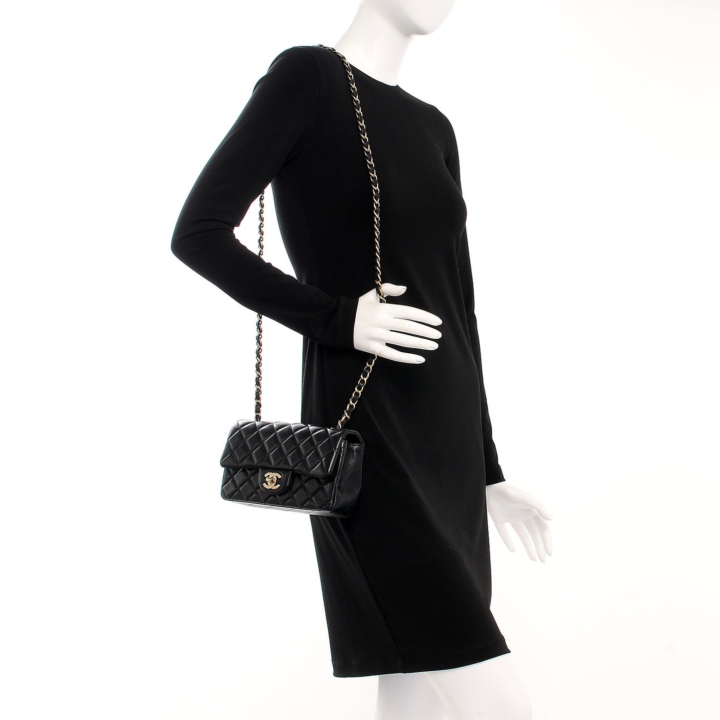 Lambskin Quilted Mini Rectangular Flap Black