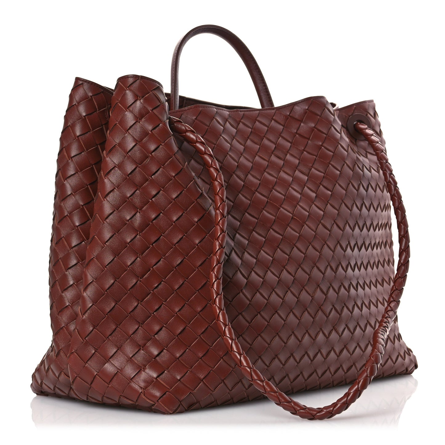 Nappa Intrecciato Large Andiamo Shoulder Bag Barolo