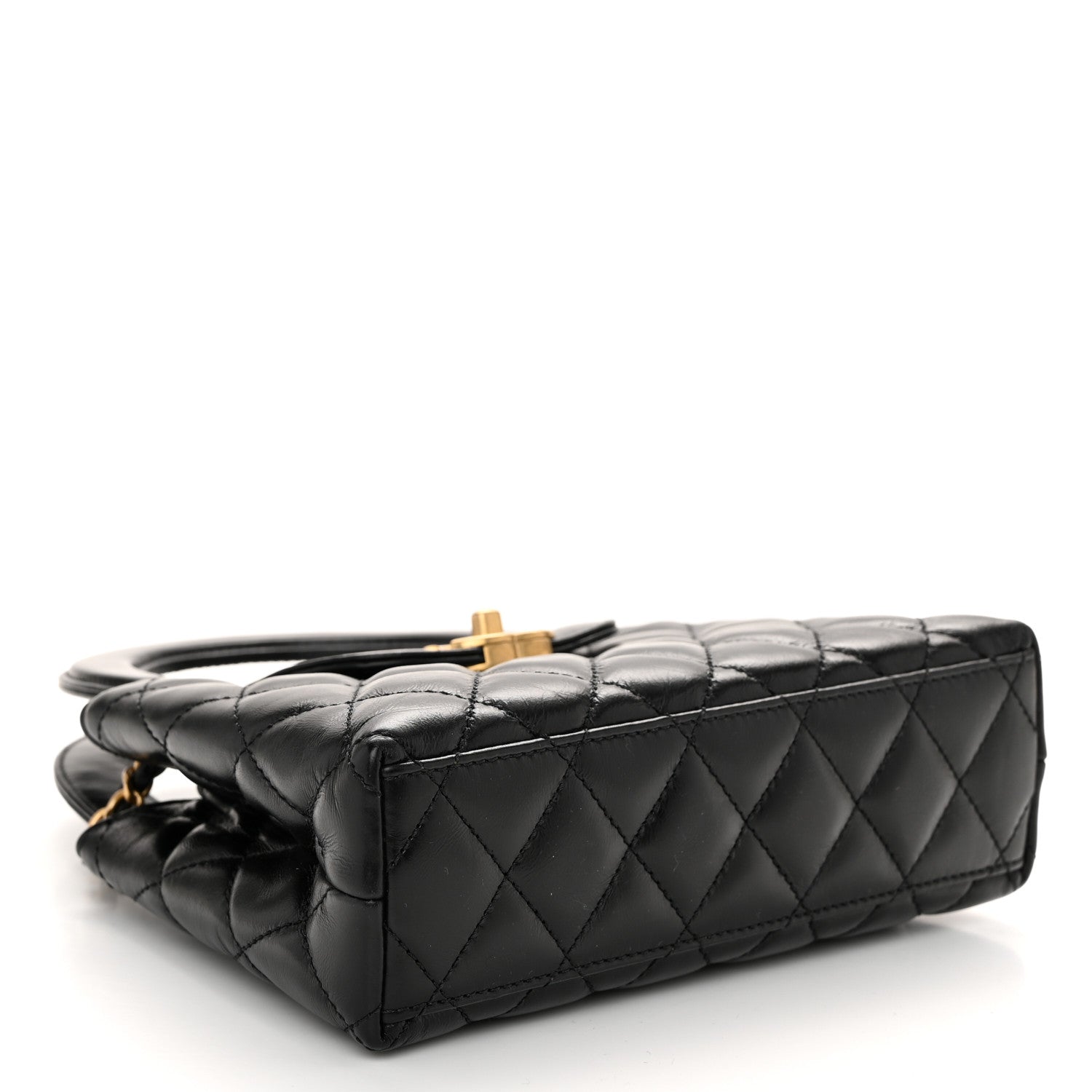 Chanel Shiny Aged Calfskin Quilted Nano Kelly Shopper Black 4 of 11