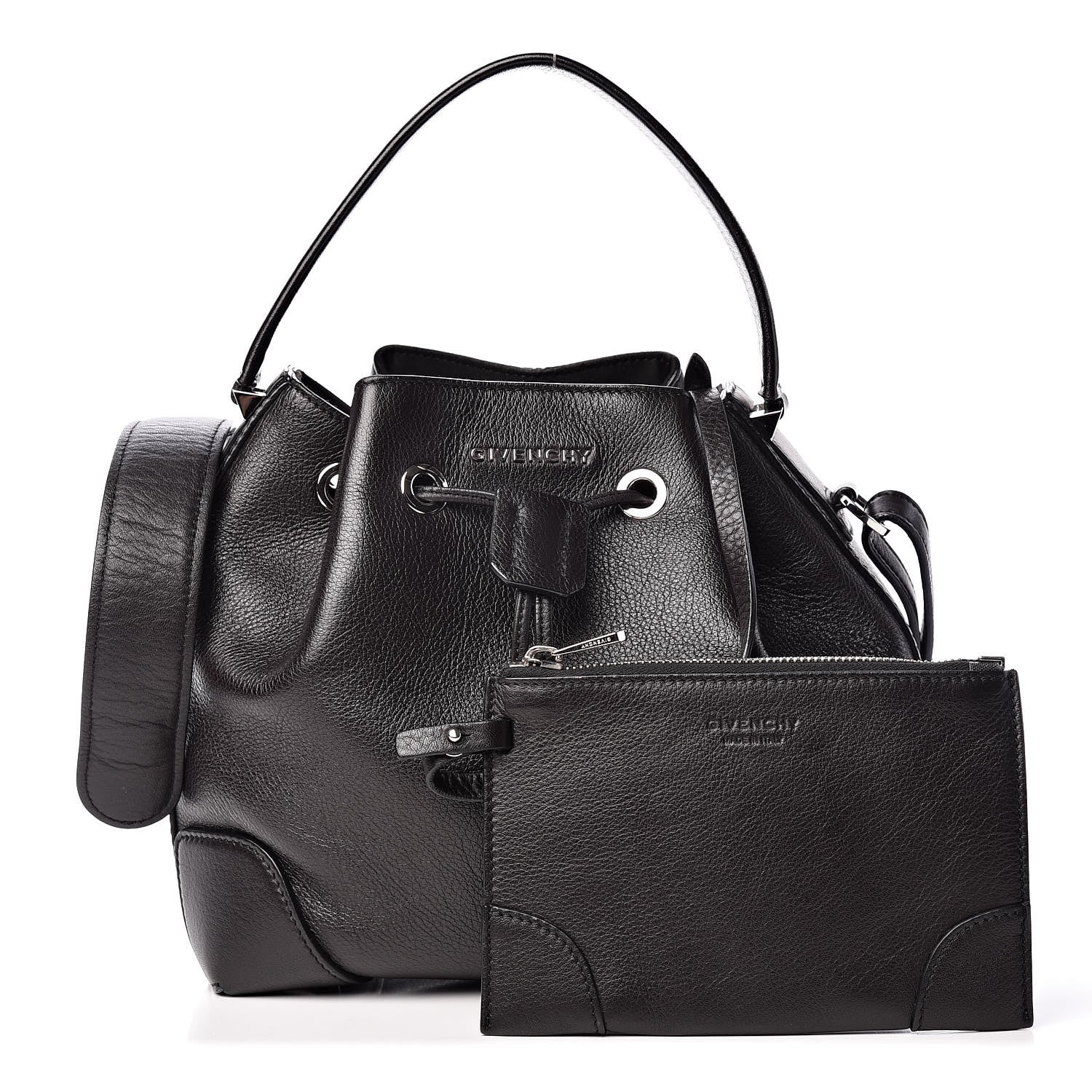 Givenchy Calfskin Small Lucrezia Drawstring Bucket Bag Black 1 of 13