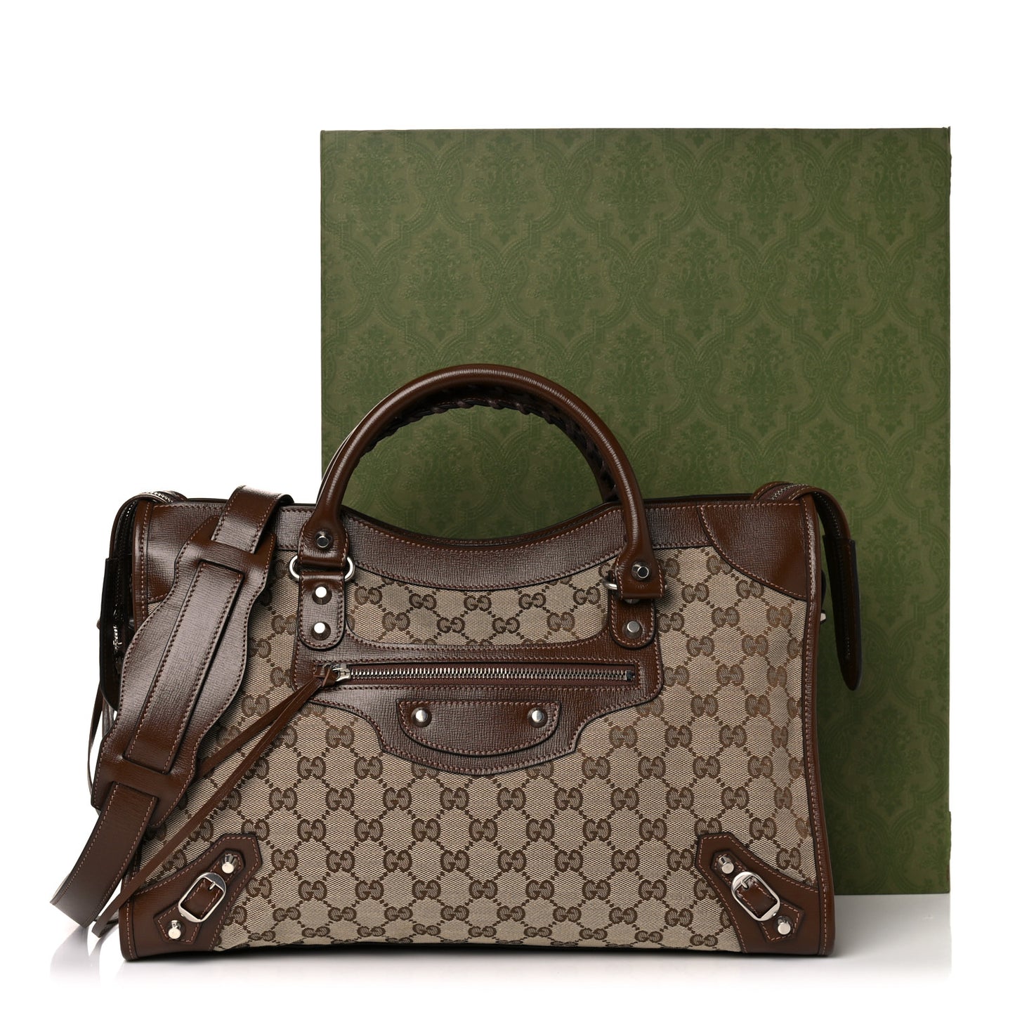 X GUCCI GG Monogram Azalea Calfskin Neo Classic Silver Hardware Medium City Beige Ebony Brown Sugar