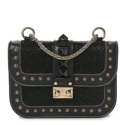 Valentino Garavani Vitello Embellished Mini Glam Lock Flap Black 1 of 9