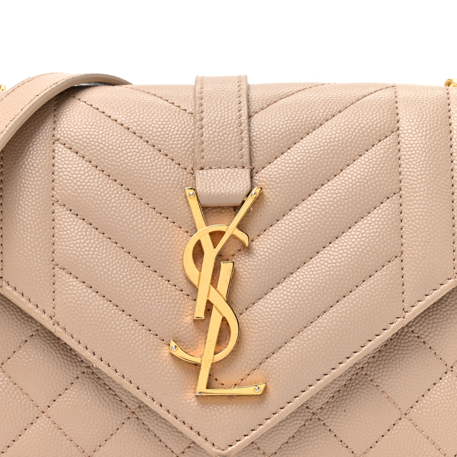 Saint Laurent Grain De Poudre Textured Mixed Matelasse Triquilt Small Monogram Satchel Dark Beige 8 of 13