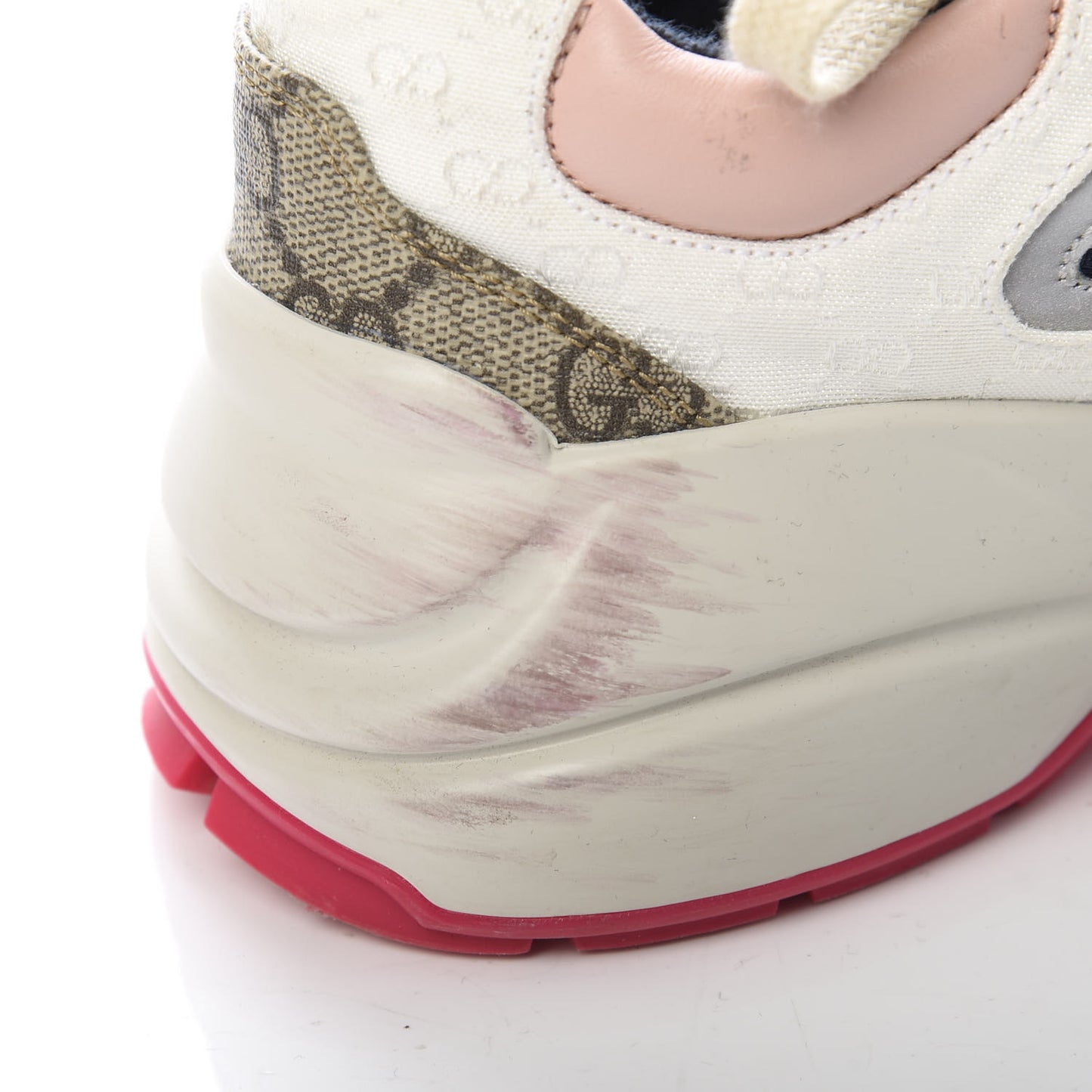 GG Supreme Monogram Mix Monogram Womens Rhyton Sneakers 35 London Blue Beige Pale Pink