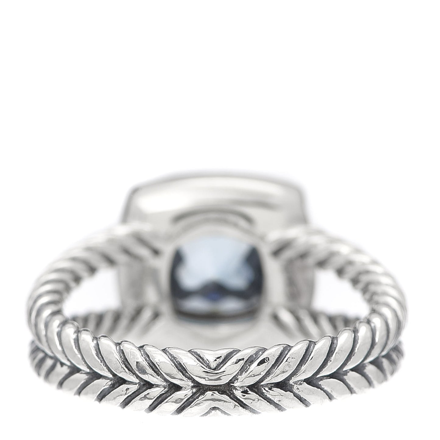 Sterling Silver Diamond Blue Topaz 7mm Petite Albion Ring 52 6