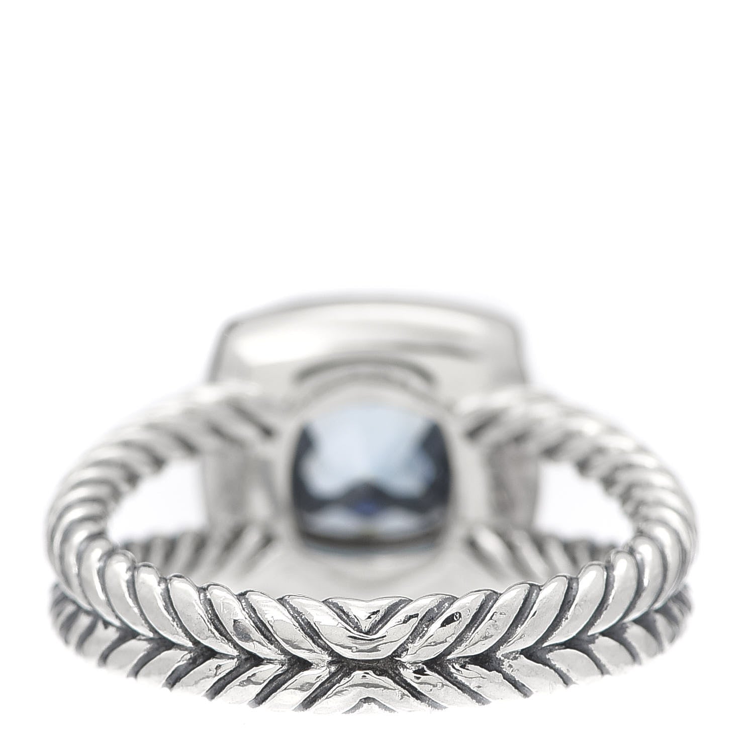 David Yurman Sterling Silver Diamond Blue Topaz 7mm Petite Albion Ring 52 6 3 of 4