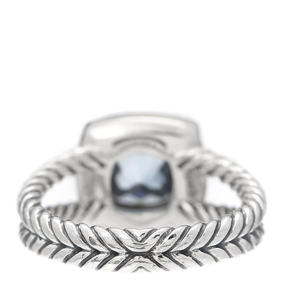 David Yurman Sterling Silver Diamond Blue Topaz 7mm Petite Albion Ring 52 6 3 of 4
