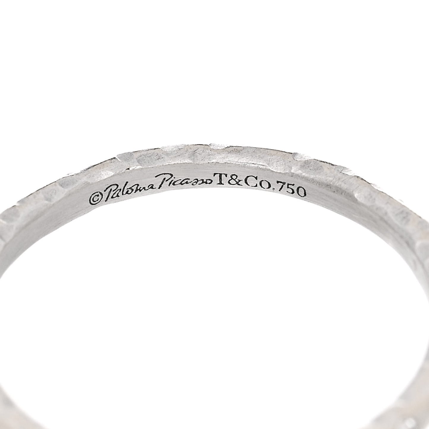 18K White Gold Diamond Paloma Picasso Hammered Ring 54 7