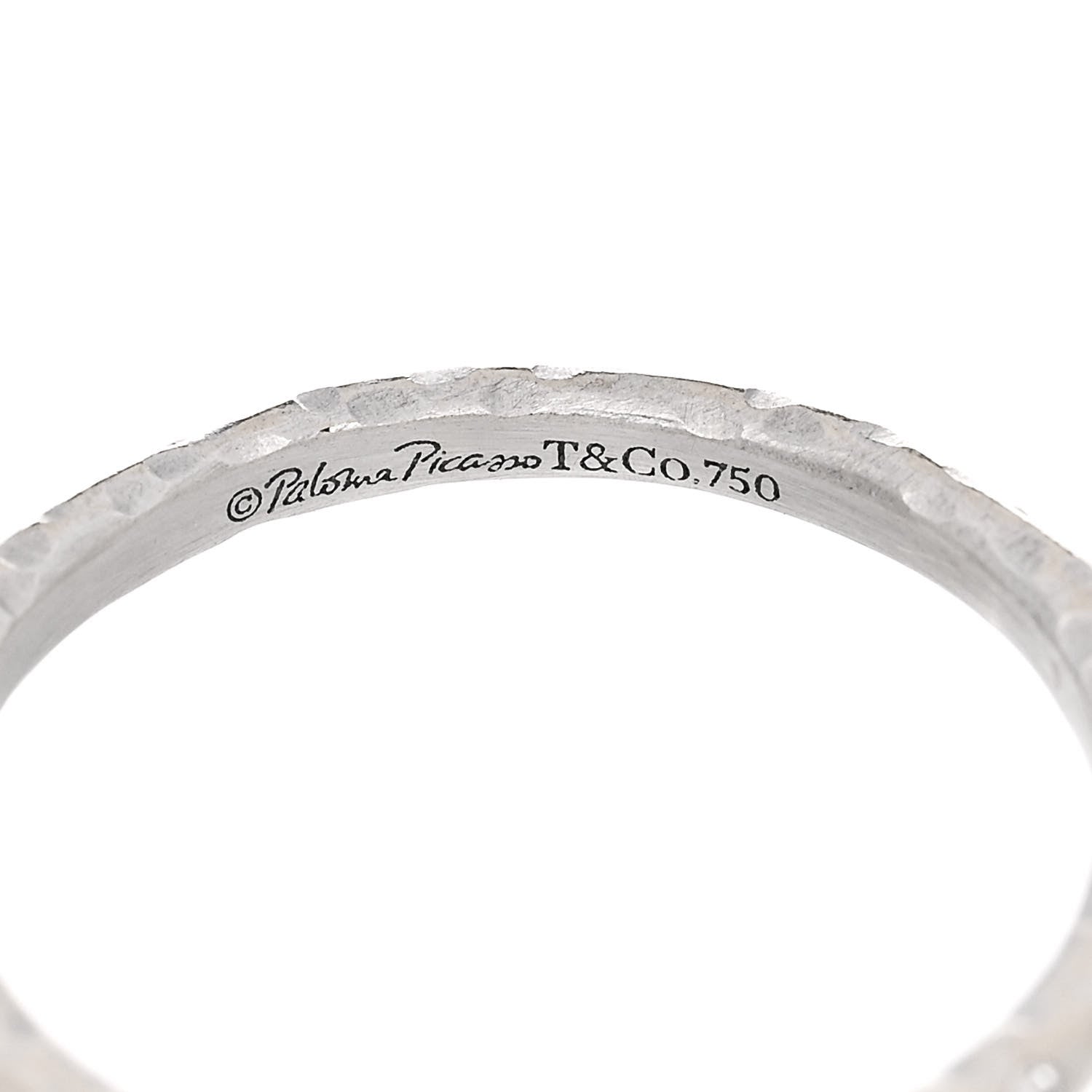 Tiffany 18K White Gold Diamond Paloma Picasso Hammered Ring 54 7 4 of 4