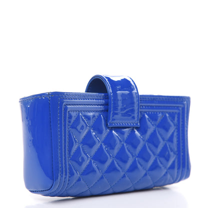 Chanel Patent Mini Boy Phone Holder Clutch Blue 3 of 8
