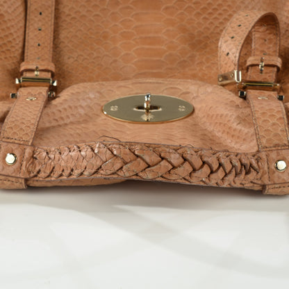 Mulberry Silky Calfskin Snake Print Oversized Alexa Deer Brown 8 of 9