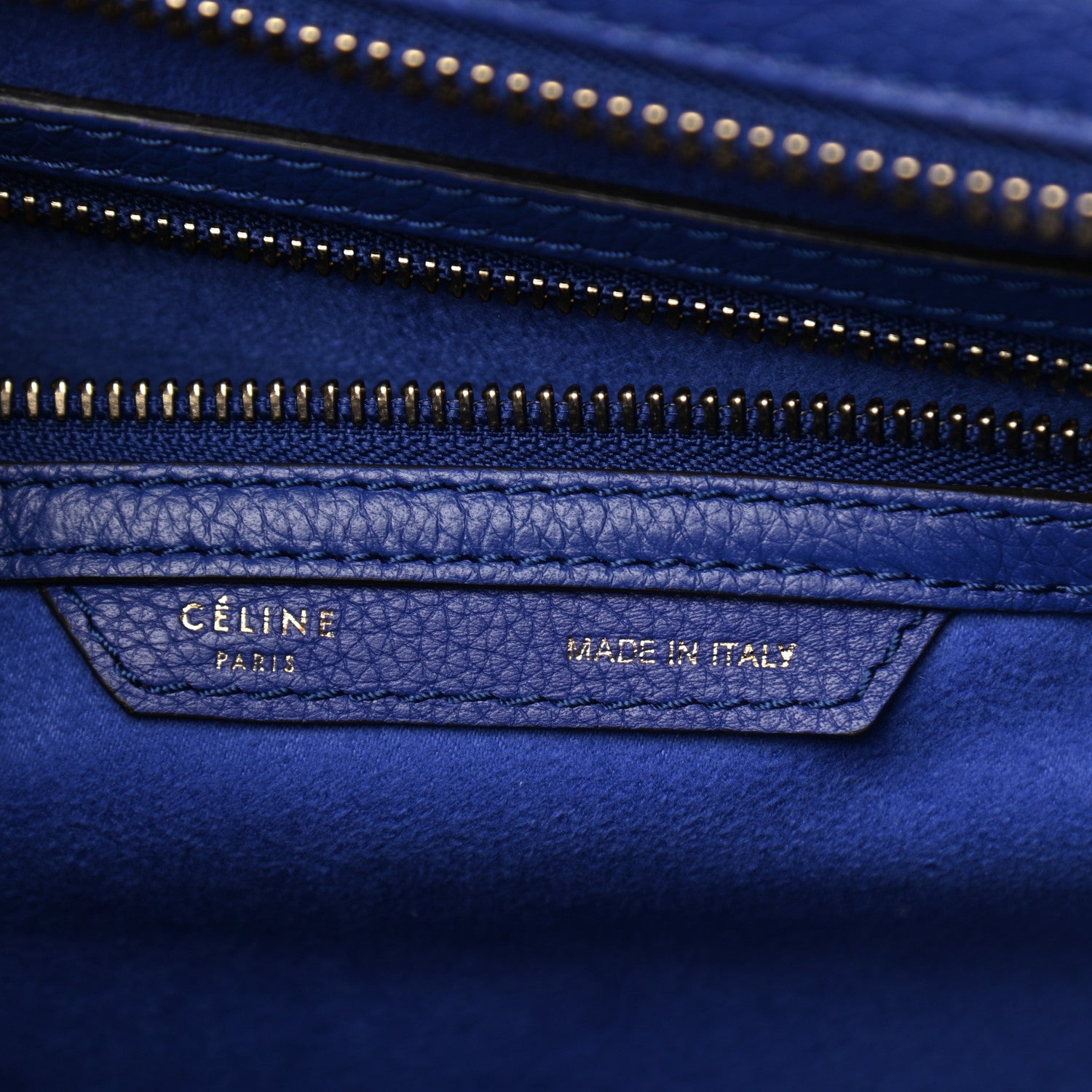 Celine Drummed Calfskin Mini Luggage Indigo 5 of 8