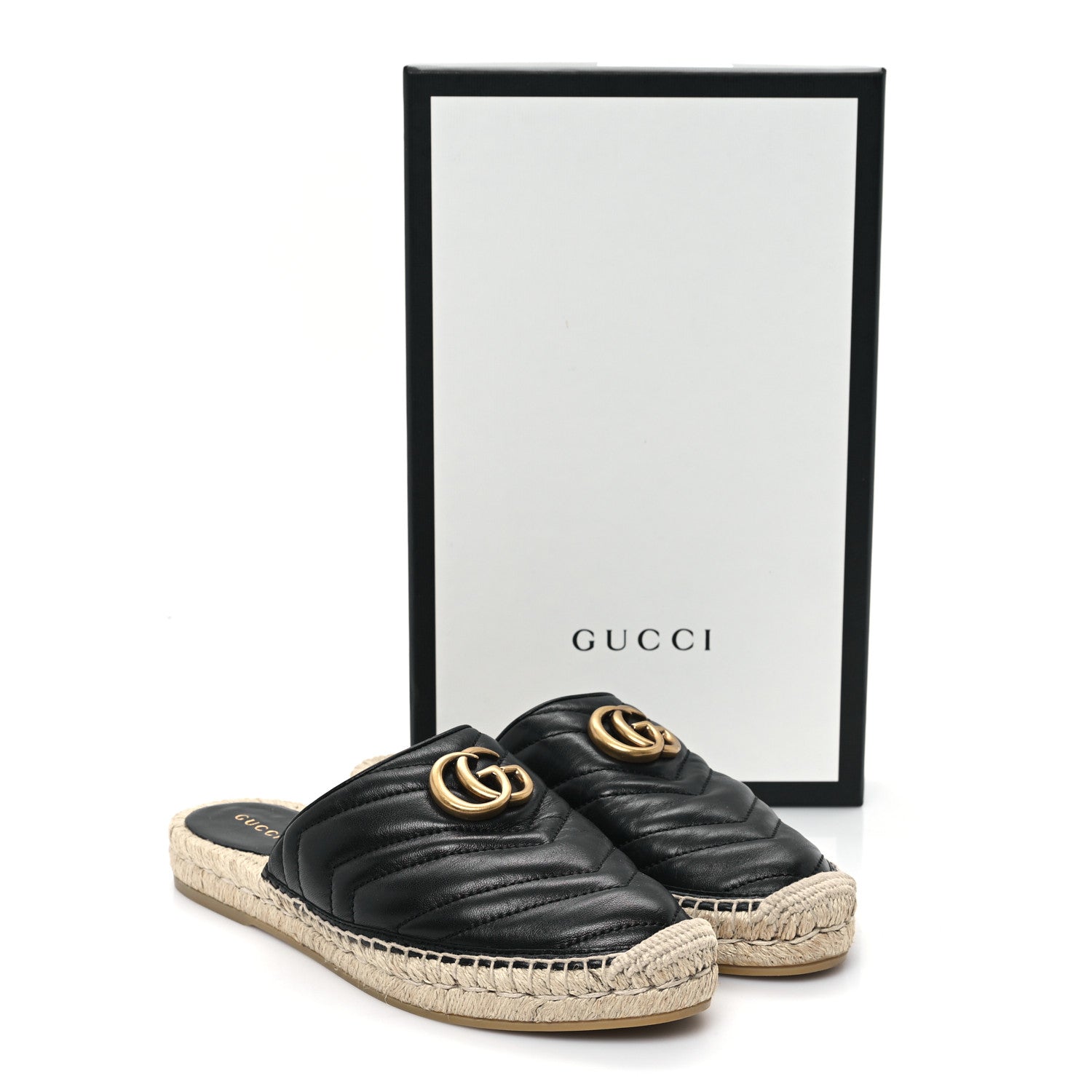 Gucci Nappa Matelasse GG Marmont Espadrille Slippers 38 Black 10 of 10