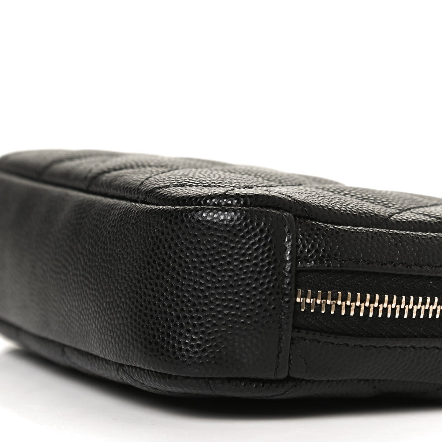 Caviar Quilted Small Curvy Pouch Cosmetic Case Black