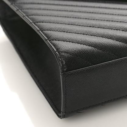 Saint Laurent Grain De Poudre Matelasse Chevron Large Monogram Satchel Black 7 of 9