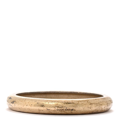 Chanel Metal French Quote Bracelet Bangle Gold 3 of 5
