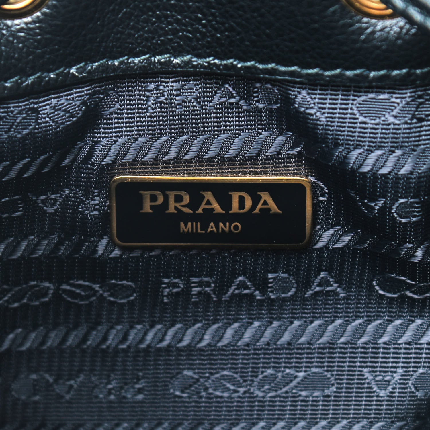 Prada Glace Calfskin Embossed Secchiello Bucket Bag Black 6 of 9