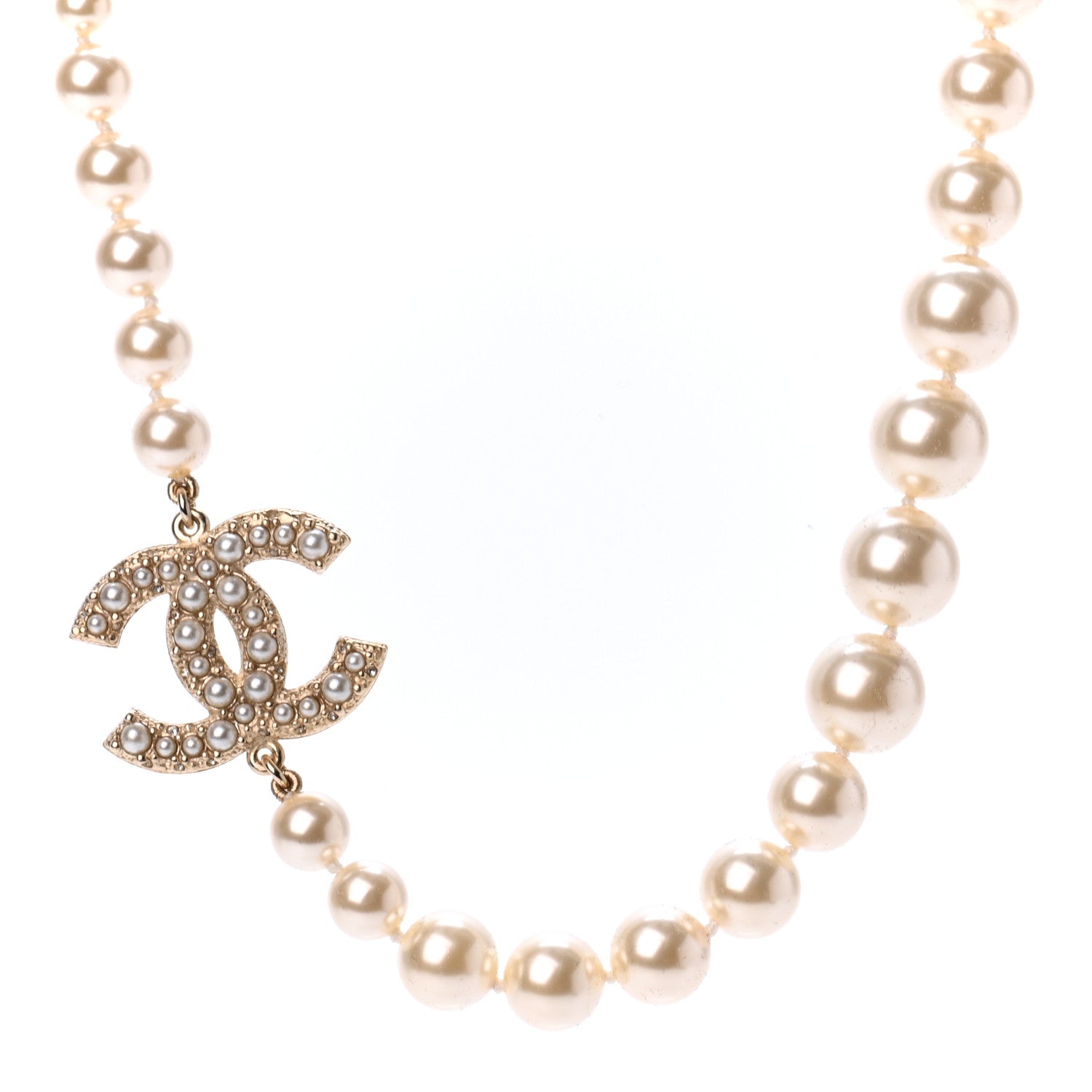 Chanel Pearl CC 100th Anniversary Necklace Light Gold 1 of 5