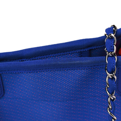 Chanel Mixed Fibers Small Deauville Tote Blue Orange 7 of 8