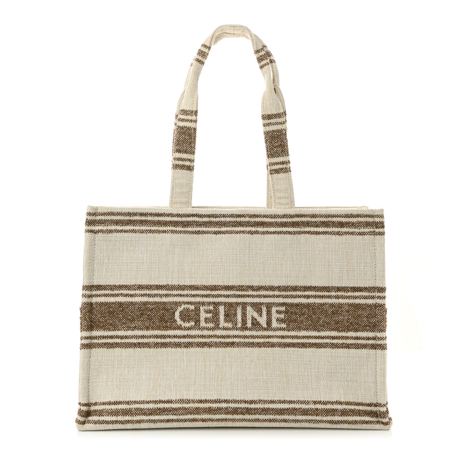 Celine Jacquard Striped Large Cabas Thais Tobacco Tan 1 of 9