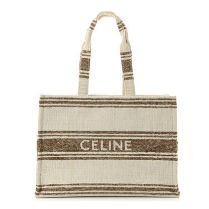 Celine Jacquard Striped Large Cabas Thais Tobacco Tan 1 of 9