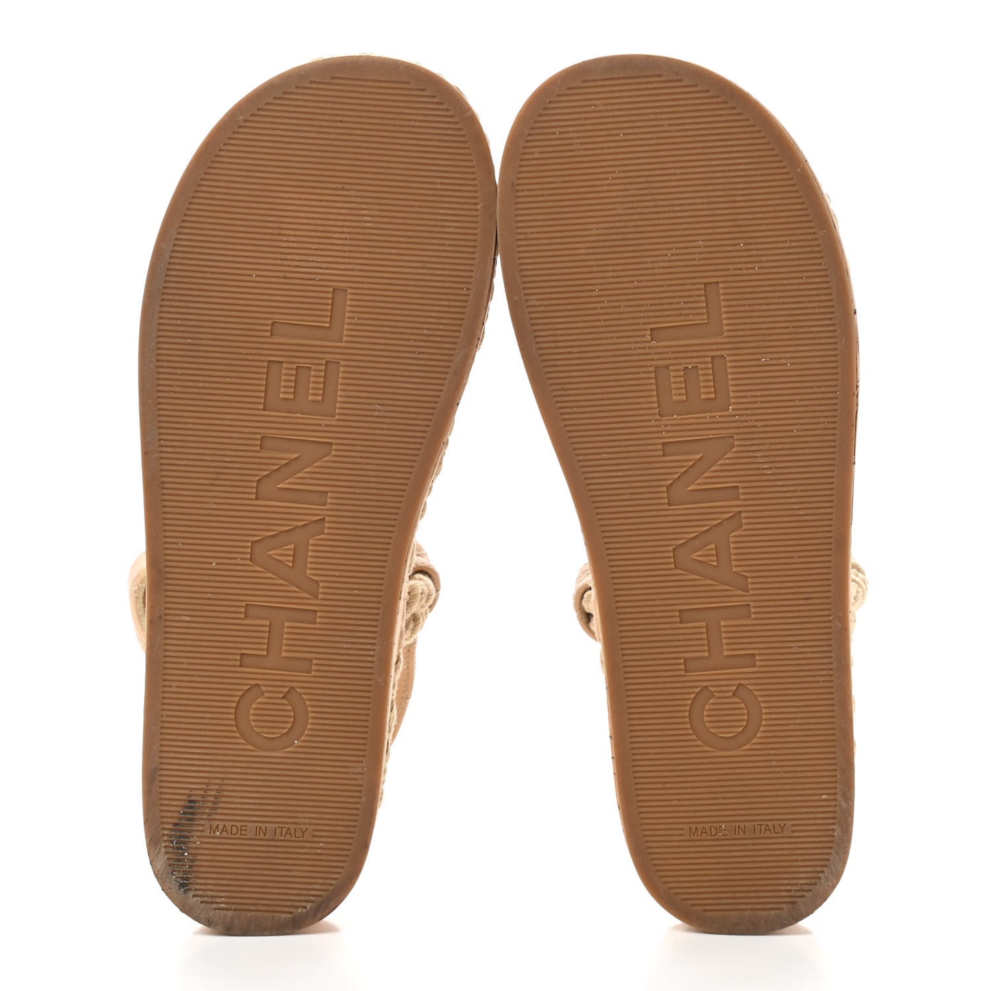 Cord Lambskin Quilted Logo Sandals 37 Beige
