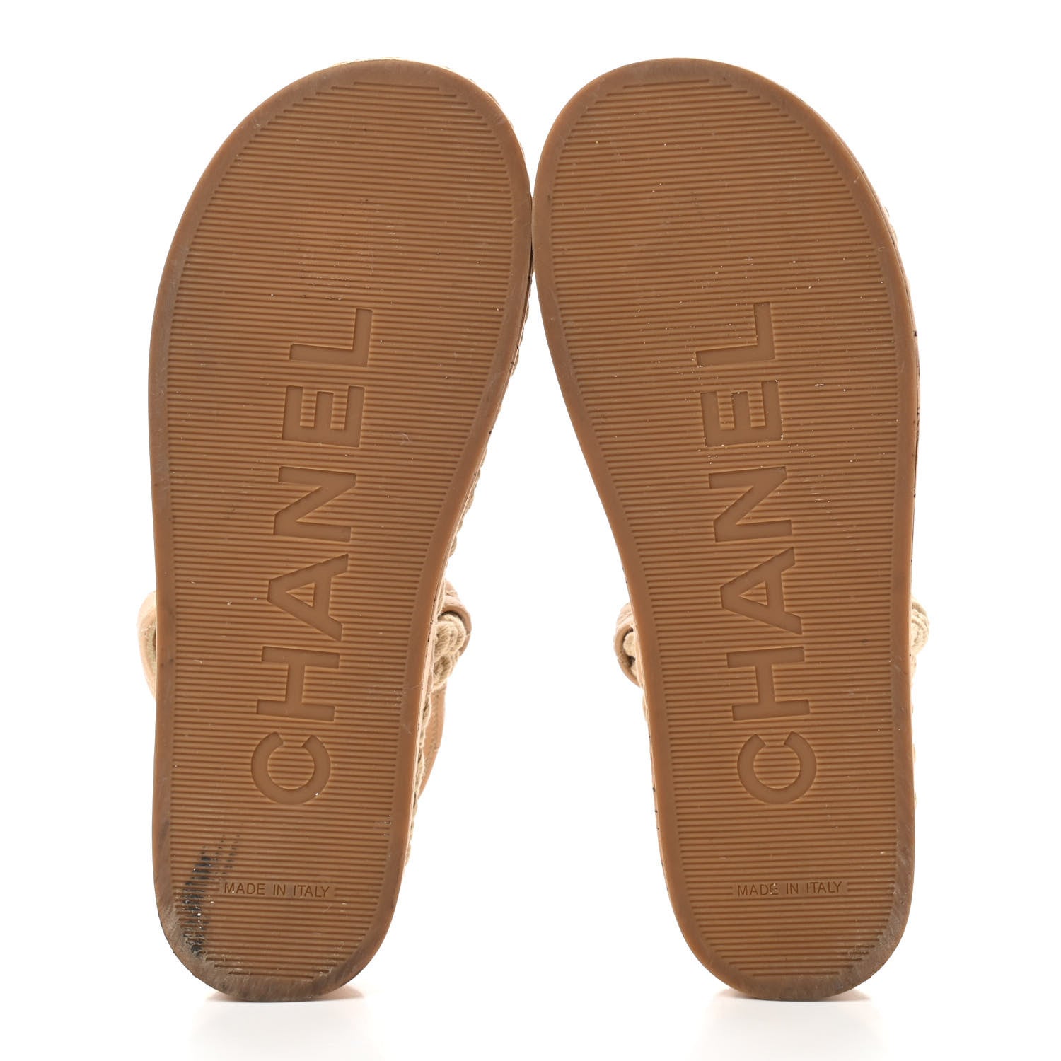 Chanel Cord Lambskin Quilted Logo Sandals 37 Beige 5 of 8