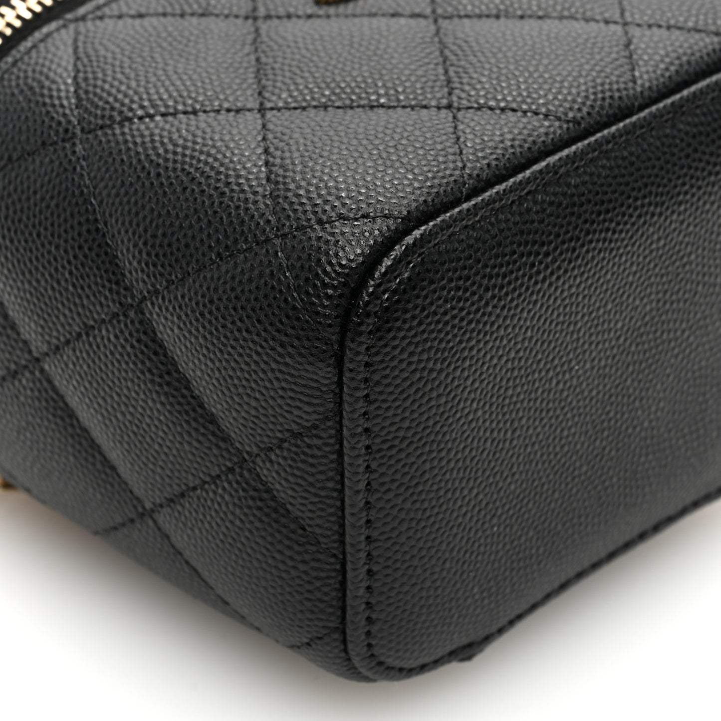 Caviar Quilted Mini Vanity Case With Chain Black