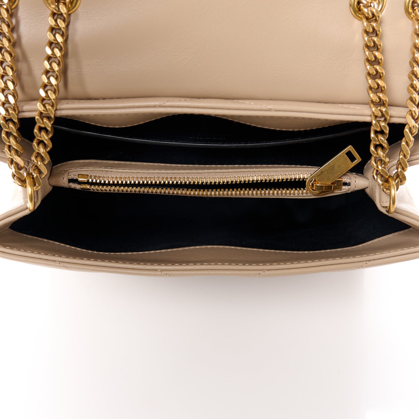 Calfskin Y Quilted Monogram Small Loulou Chain Satchel Dark Beige