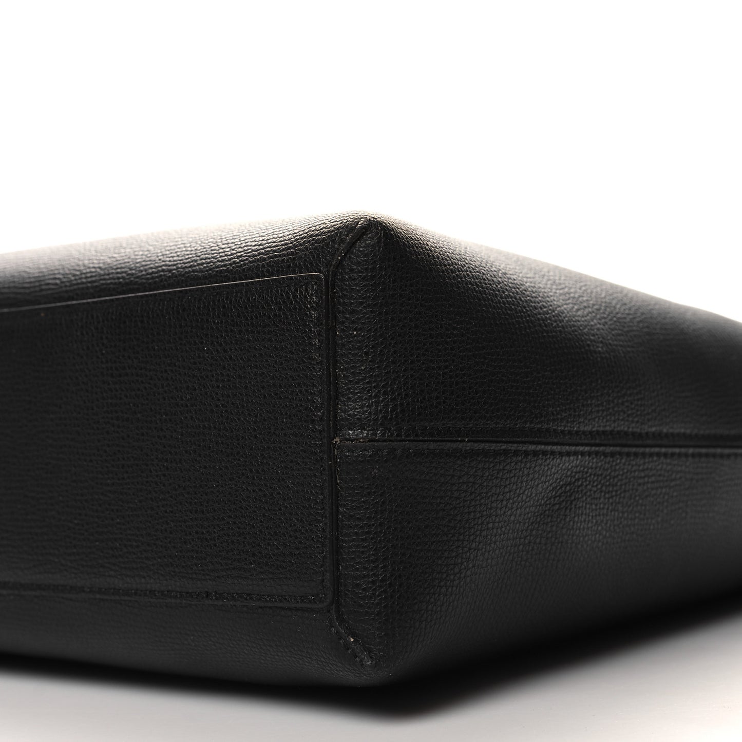 Grainy Calfskin Haymarket Check Small Reversible Tote Black